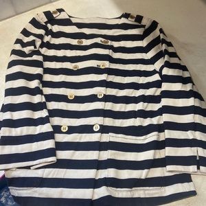 J Crew Nautical stripped jacket with gold buttons L